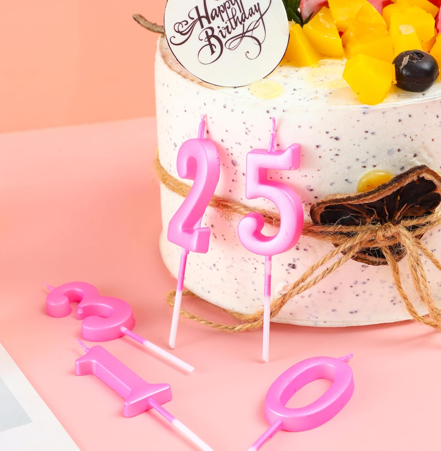 EAKE 10-Pieces Pink Number Candles 0-9 Birthday Candles for Cake, Bulk Number Birthday Candles 0 1 2 3 4 5 6 7 8 9 for Girl Women Happy Birthday Anniversary Party Supplies Cake Decor (10-Count) image number 2
