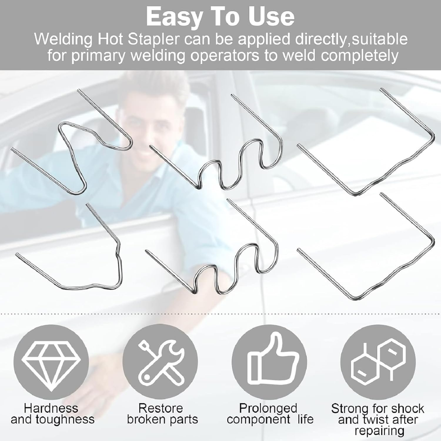 3000Pcs Welder Staples, 6 Shape of Hot Staples for Automotive Repair Machine Welding with Storage Box, Car Auto Bumpers, Welding Repair Tool Kit for All Cars image number 3