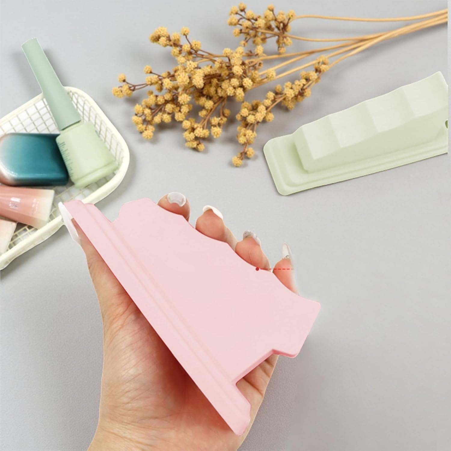 Nail Art Finger Rest, Ergonomic Hand Support Cushion for Gel Polish, Acrylic Nails & Manicure Practice Non-Slip Nail Tech Tool for Home & Salon Use (Pink) - White image number 3