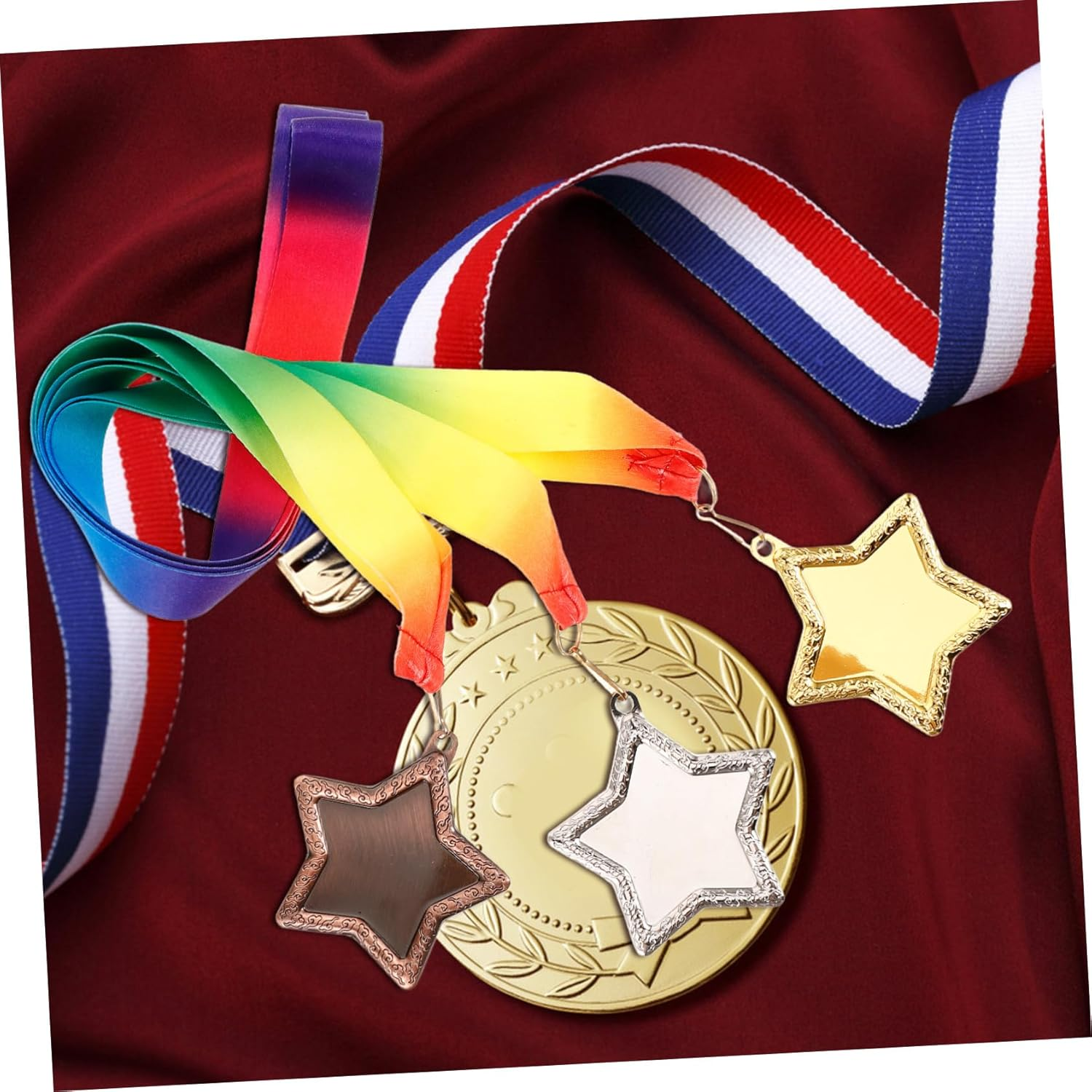 BESPORTBLE 3Pcs Champions Award Medals Kit Gold Silver Bronze Medals Hanging Lanyard for Parties Ceremonies