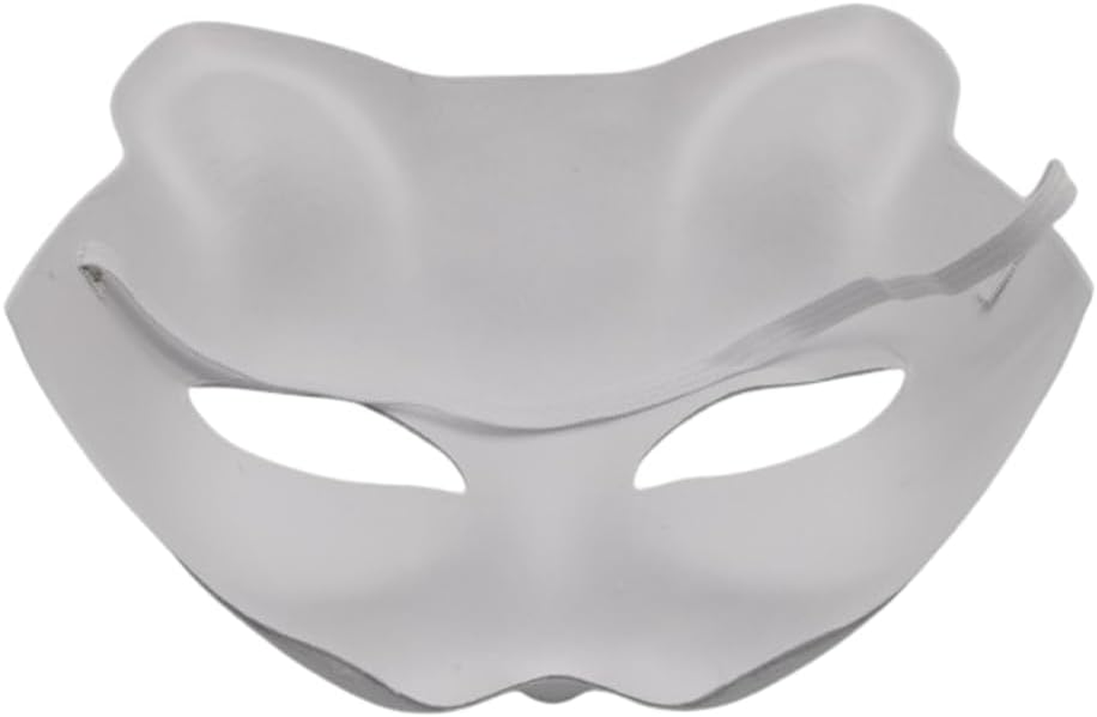 Cat Masks Therian Masks Made of White Paper with Erastic Rubber Band for DIY Painting image number 1