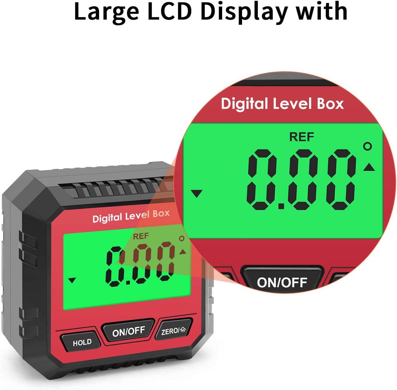 QUMOX Digital Angle Gauge Magnetic Protractor Inclinometer Level Angle Finder Angle Cube Level Box with Magnetic Base and Backlight (Red) image number 1