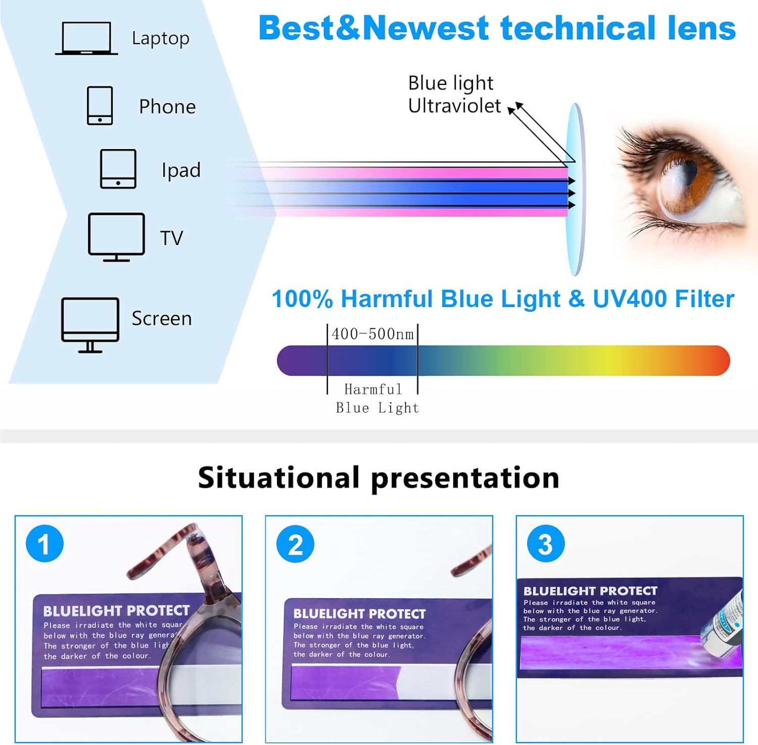 REAVEE 4 Pack Fashion Oversized Cat Eye Reading Glasses for Women, Large Cute Blue Light Blocking Readers Spring Hinge - 1.5 X, Black/Leopard/Grey Leopard/Clear Leopard image number 3