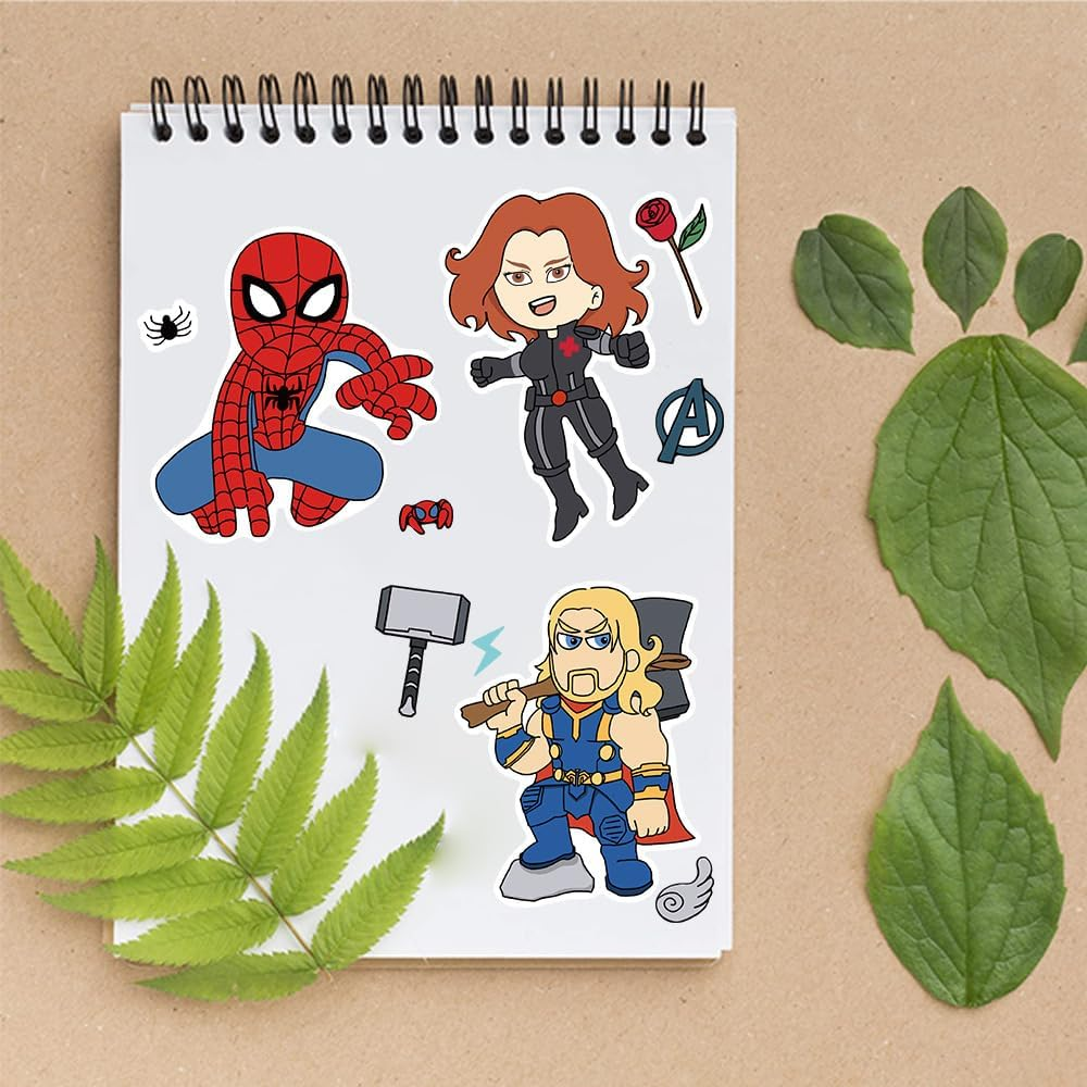 24 Pcs Sheets Cartoon Character Face Stickers for Kids Toddlers with 8 Styles,Make Your Own Face Stickers for Boys Girls,Diy Face Stickers Pack for Classroom Party (11*16Cm Cartoon Superhero) image number 6