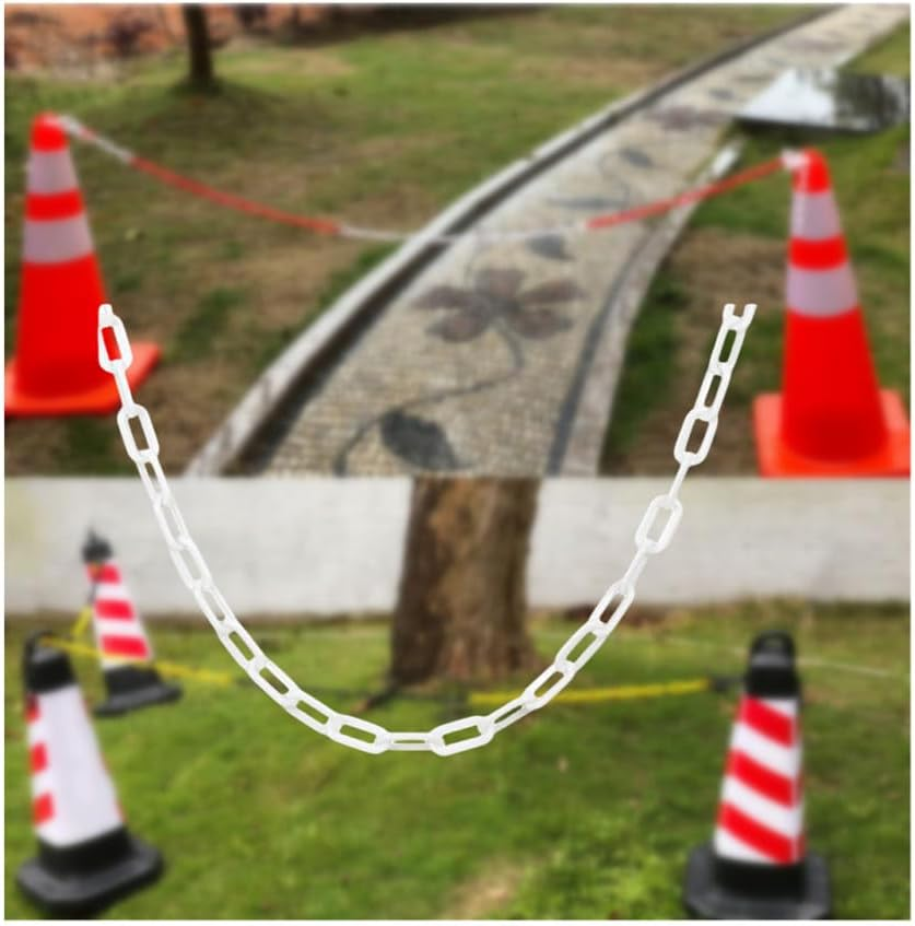 Naisfei Polyethylene Barrier Chain, White, 8 Mm Diameter 2 M Length Polyethylene Chain Barrier, Safety Link Chain Stanchion for Crowd Control at Driveway Elevator Parking Lot.