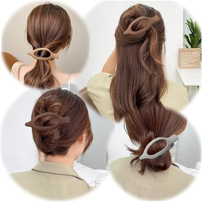 Neutral Color Flat Claw Clips, 8Pcs French Concord Flat Hair Clips,French Concord Curved Flat Hair Clips,Lay Flat Hair Claw Clips,French Concord Lay Flat Claw Clips,Flat Hair Clips for Women Girls image number 1