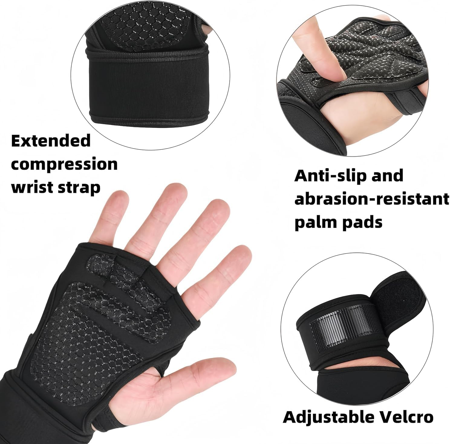 Professional Gym Gloves for Weight Lifting - Anti-Slip & Breathable Lifting Straps with Ventilated Back, Wrist Support for Pull-Ups, Squats, Deadlifts & Gym Training image number 2