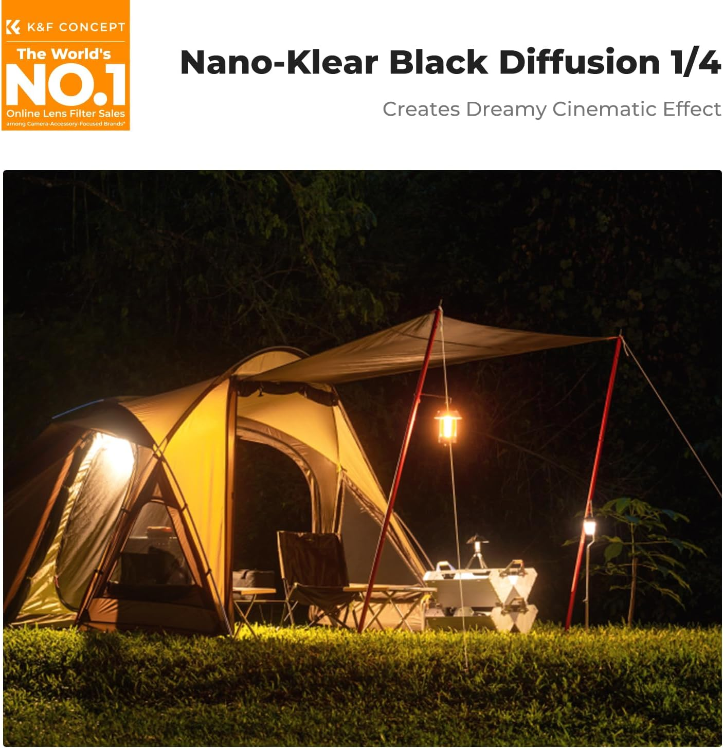 K&F CONCEPT 52Mm Black Diffusion 1/4 Filter Mist Cinematic Effect Camera Lens Filter with 18 Multi-Layer Coatings for Video/Vlog/Portrait Photography (K-Series) image number 3