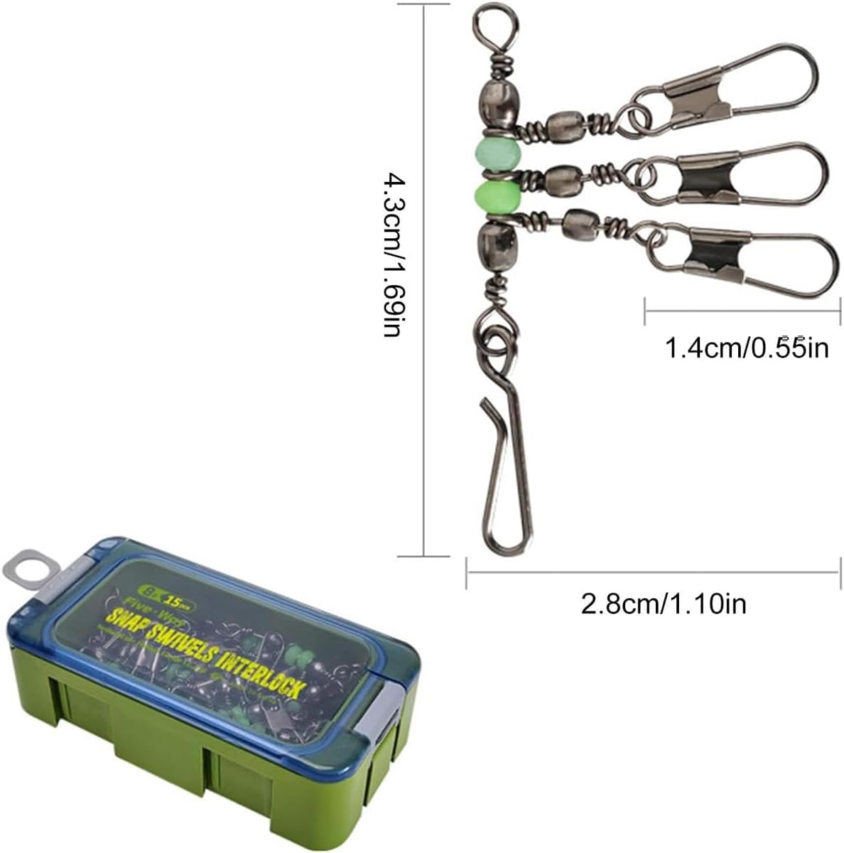 AIMALL 15PCS Wooden Shrimp Rig Swivel - Luminous Bead Turnaround Pin, 360&deg; Rotation, Moisture Resistant, PP Material Fishing Accessories image number 4