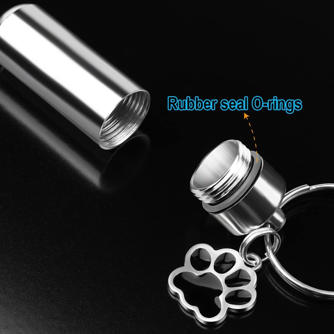 Chunlongfour Waterproof Cremation Pet Urns Keychain for Dogs Ashes, Cylinder Cat Dog Urn for Pet Ashes Cremation Keepsake Memorial Ashes Jewelry Pend - Cylinder Silver 2 Pcs image number 1