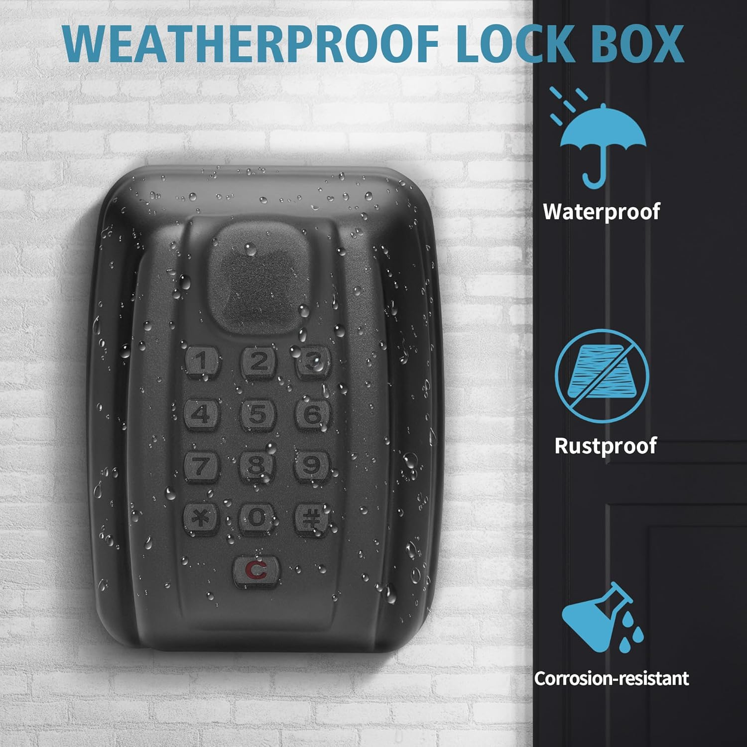 Key Lock Box, Wall Mounted Key Storage Box with 9-Digit Keyboard Resettable Code, Large Capacity, Rustproof/Waterproof Security Lock Box, for Home, Outdoor image number 3