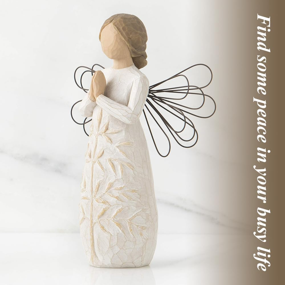 Angel Hugging Christmas Ornament, Willow Tree Friendship, Sculpted Hand Painted Figure, Home Decor for Men Women, Praying for Luck and Happiness (1, Worship) image number 3
