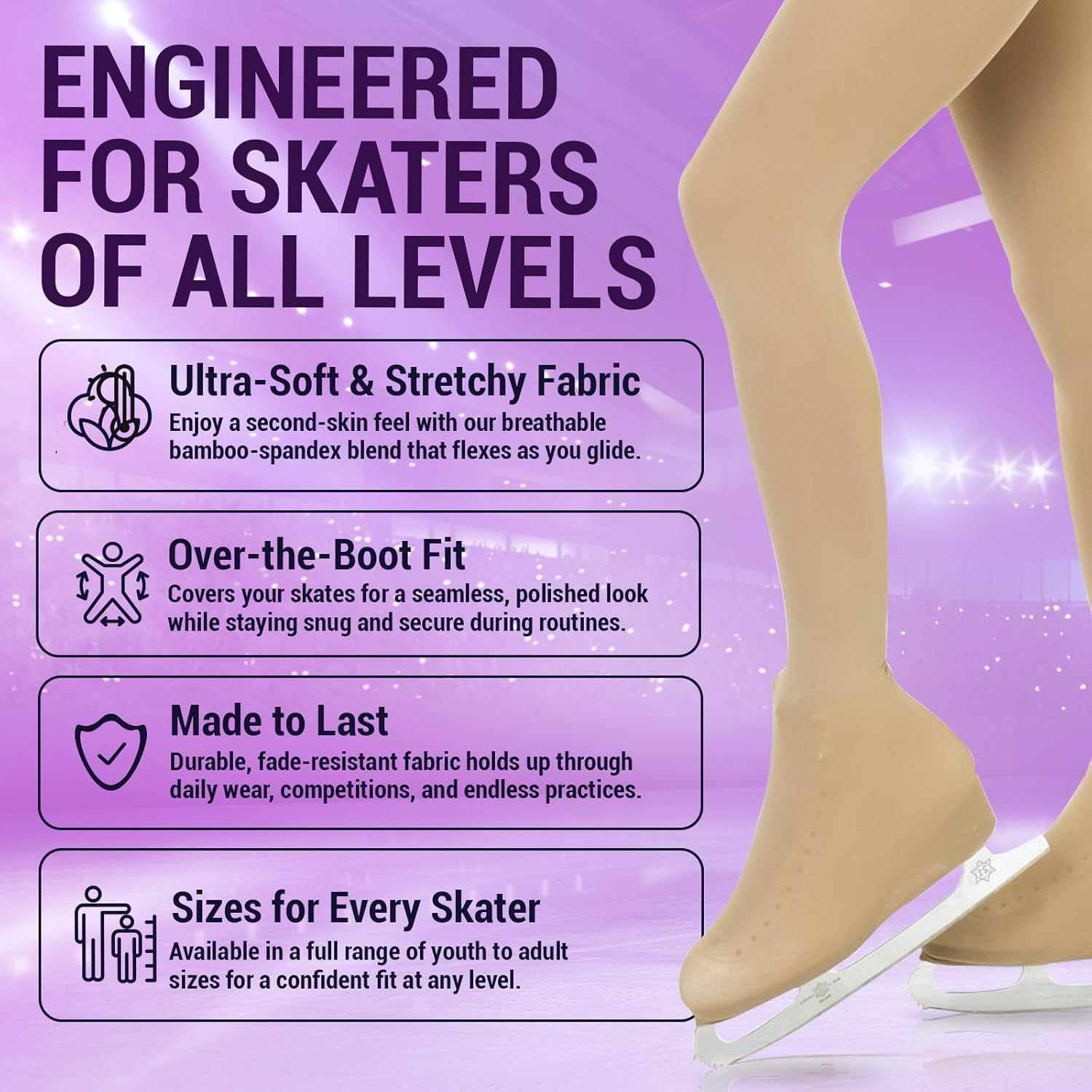 Kami-So over the Boot Figure Skating Tights | Soft, Stretchy Bamboo Leggings for Women & Girls | Cozy Tan Boot Covers image number 3