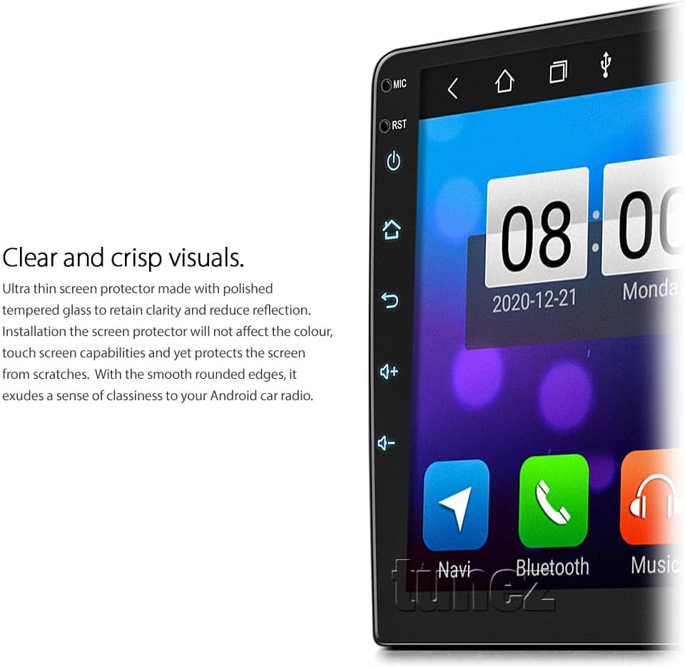 TUNEZ&reg; Tempered Glass Screen Protector Compatible with Universal Car Audio Head Unit Radio Player Clear Protection (10-Inch Head Unit) image number 4