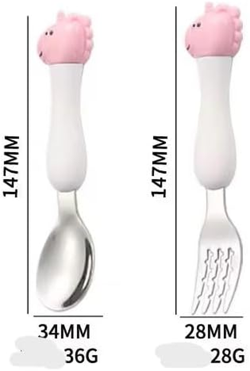 Cute Dinosaur Kids Cutlery Travel Set &ndash; Portable Cutlery for Toddlers & Children with Case (Pink, Spoon+Fork) image number 2