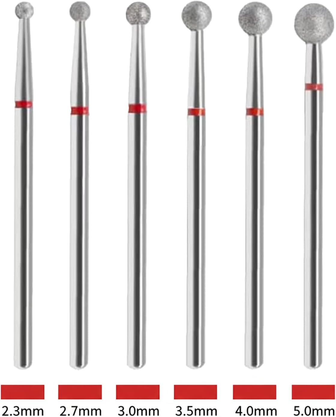6Pcs Ball & Cuticle Nail Drill Bits Set for Manicure Pedicure, Electric Nail File Machine Accessories with 2.3-5.0Mm Heads, Professional Grooming Kit for Salon Home Use - CRFY