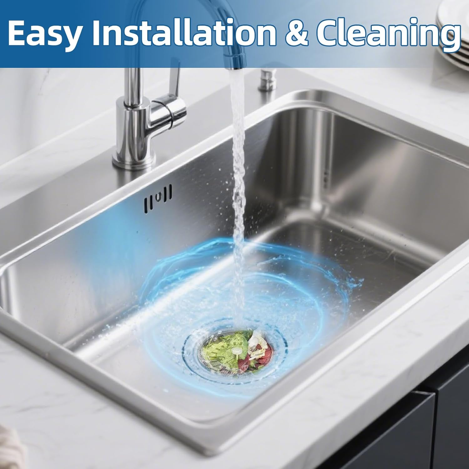 Sink Strainer Plug 304 Stainless Steel, Kitchen Waste Sink Plugger with Rubber Basket Filter & 20 Large Holes, Drain Filter Stopper Combo for Kitchen Bathroom Indoor Outdoor Use (2 Pcs, 82Mm) image number 6