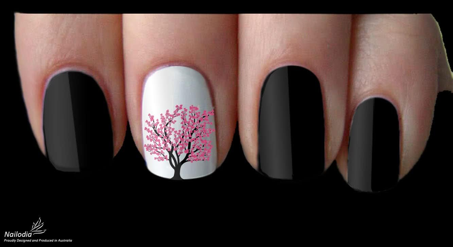 Cherry Blossom & Tree Nail Art Decal Sticker image number 1