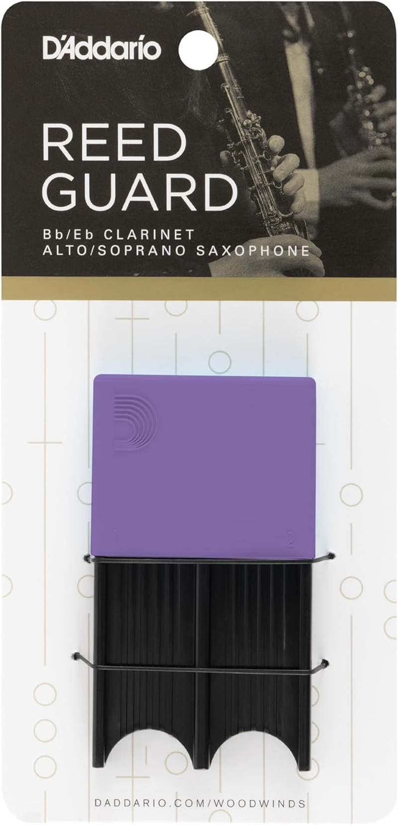 D'Addario Woodwinds Reed Guard for Bb Clarinet and Alto Saxophone, Purple