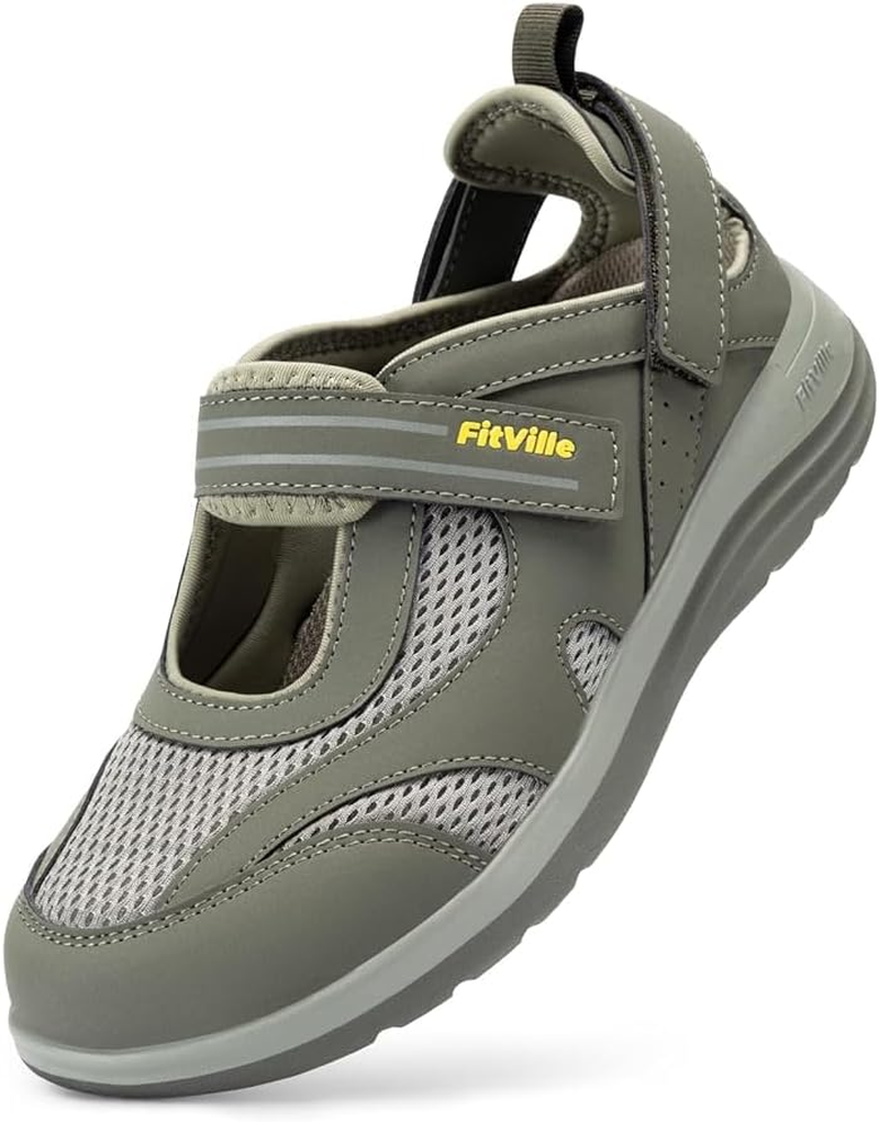 Fitville Women'S Diabetic Shoes Extra Wide Width Sandals, Ladies Adjustable Lightweight Mary Jane Flats Arch Support Orthopedic Shoes for Swollen Feet Plantar Fasciitis