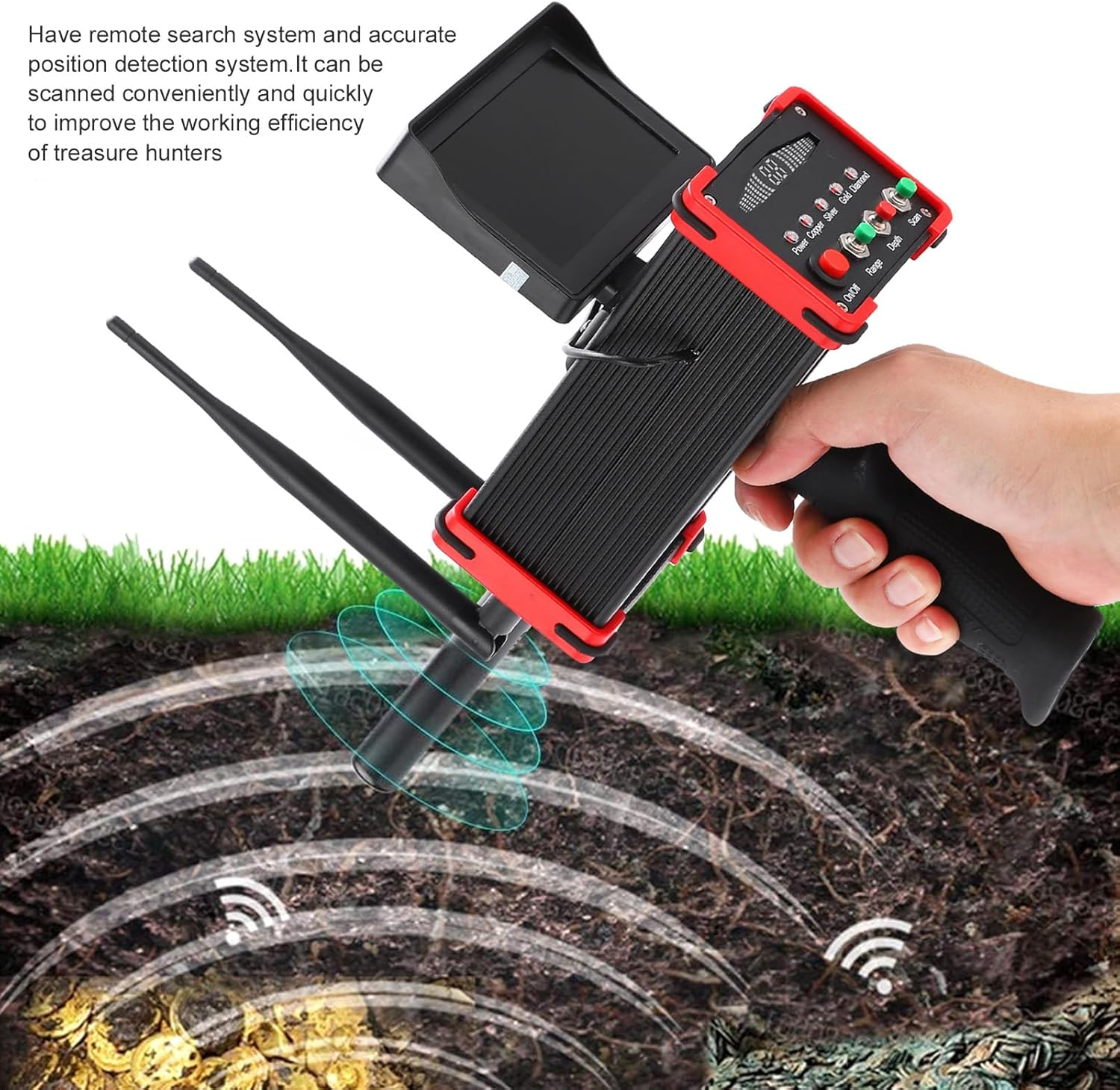 Underground Metal Detector for Adults Professional, 99 Meters Copper Scanner with 16Meter Underground, Higher Accuracy, Treasure Finder for Gold, Silver, Copper, and Gems (AU Plug)