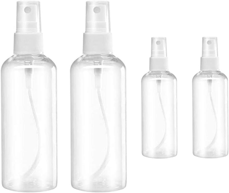 4 Pack Fine Mist Spray Bottles 2Oz Clear Plastic Empty Refillable Mini Spritzer for Travel, Cleaning, Gardening, Skin Care Atomizer(2 * 50Ml，2 * 100Ml) image number 6