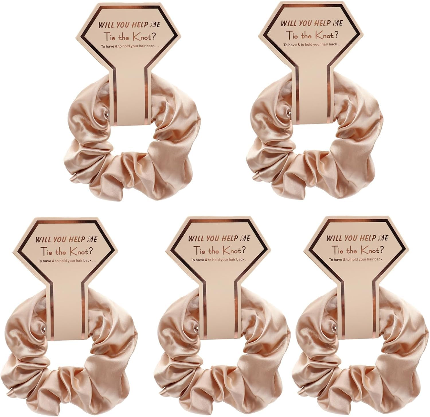 SHUNYUNG Satin Bridesmaid Scrunchies, 5Pcs (88 Count), Silk and Satin, All Hair Types image number 4