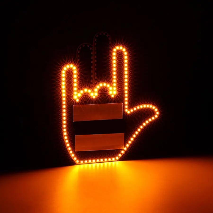 Flareflicker: LED Car Window Hand Gesture Sign for Expressive Communication on the Road - Road Rage Gifts, Middle Finger, Cool Car Gadgets, Car Accessories, Car Light, Flip off Sign, Tailgater Hand image number 1