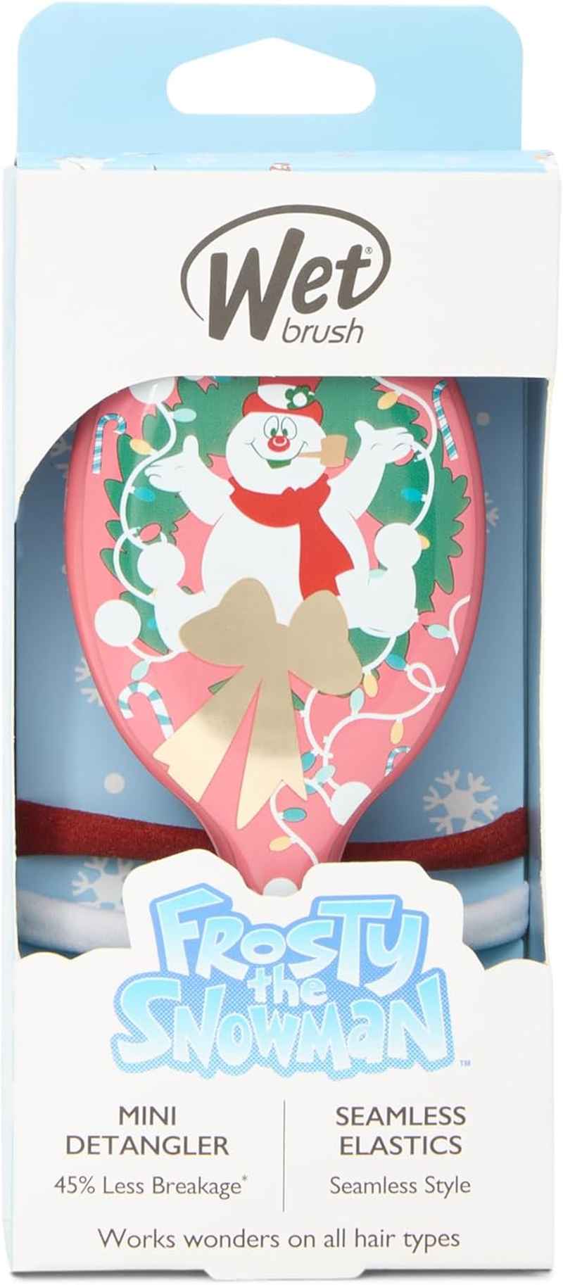 Wet Brush Mini Detangler Hair Brush Frost Kit, Ultra-Soft Intelliflex Bristles, Detangling Brush Glides through Tangles for All Hair Types (Wet Dry & Damaged), 1 Hairbrush & 3 Elastics - Elf Mini image number 3