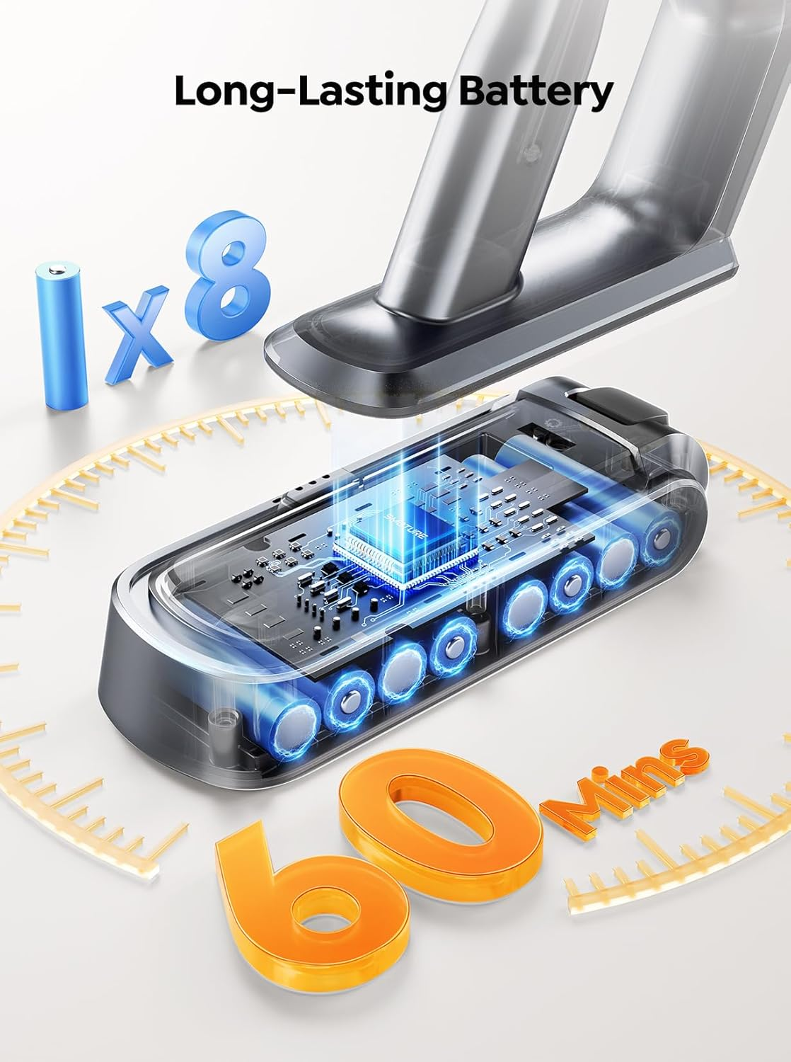 SMOTURE Cordless Vacuum Cleaner, 600W/45Kpa 60Mins Stick Vacuum for Home, Self-Standing Vacuum Cleaner with Mattress Brush, Wall Mount Charging, Auto Mode, Anti-Tangle Vacuum for Pet Hair/Carpet/Floor image number 4