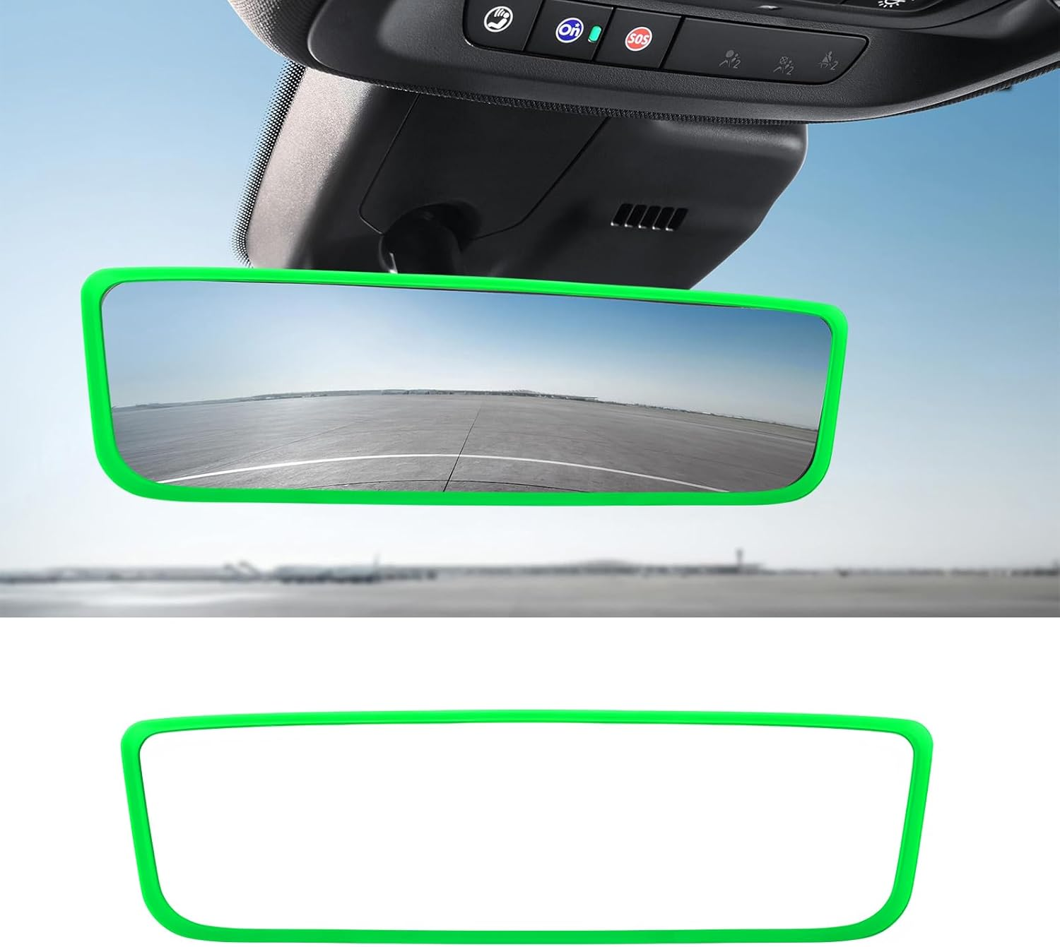 Ohleats Car Rear View Mirror Protector Frame, Silicone Auto Rearview Edge Protection Cover Compatible with Model 3 Model Y, Interior Rear View Trim Frame Decoration, Car Accessories (Pink)