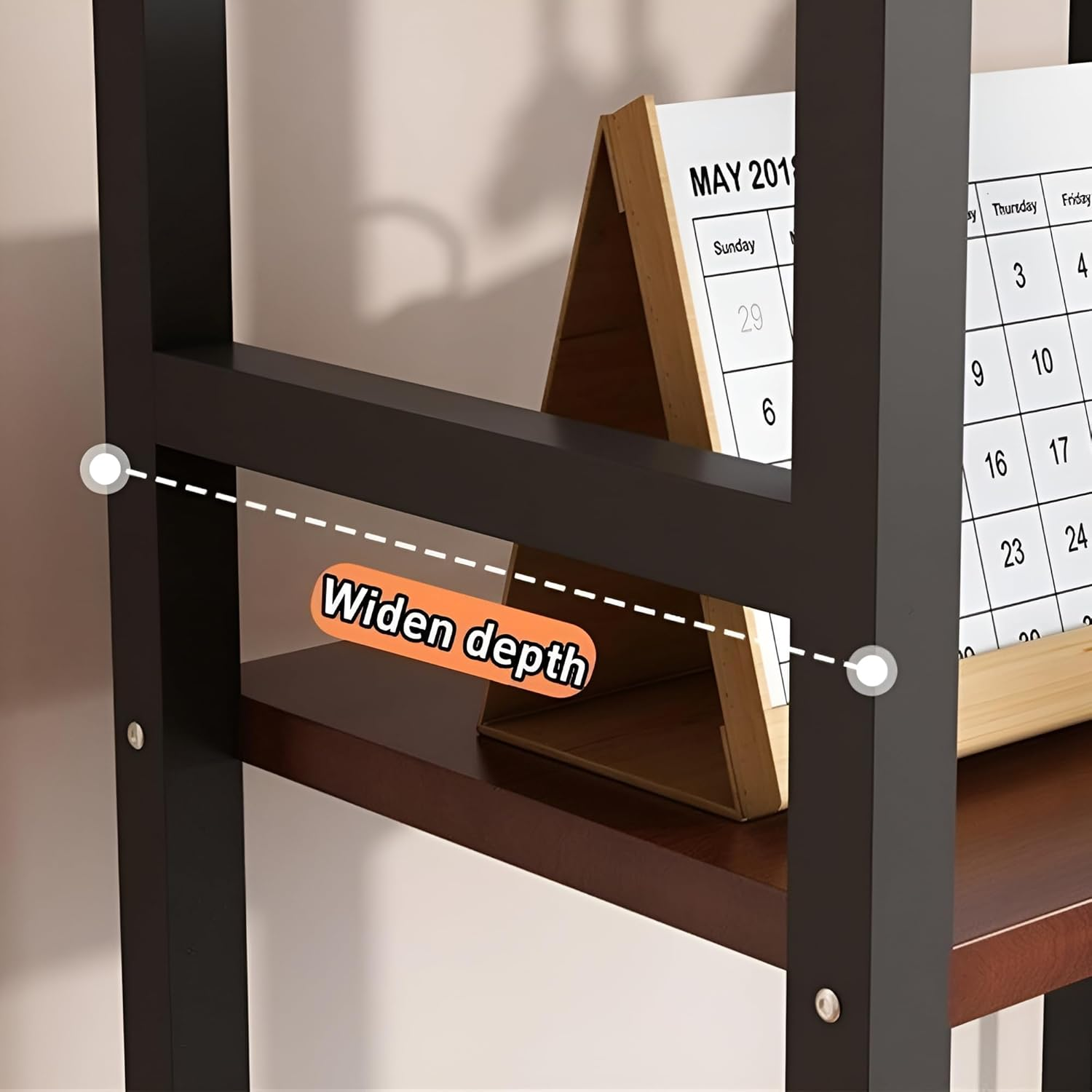 3 Tier Desktop Shelf,Bookcase Organizer,Storage Compartments,Countertop Hutch Bookshelf,Wood Countertop Bookshelf,For Desktop, Living Room, Bedroom, Office image number 6