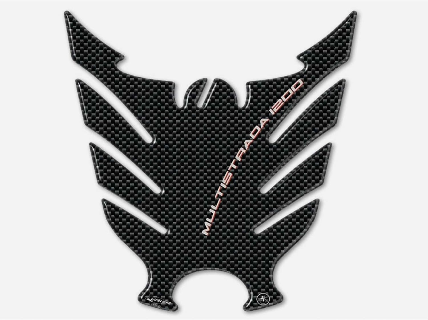 Labelbike - Sticker 3D Motorcycle Tank Pad Protection and Decoration in Resin Compatible with Ducati Multistrada 1200 2010-2014 - Color Red White Carbon