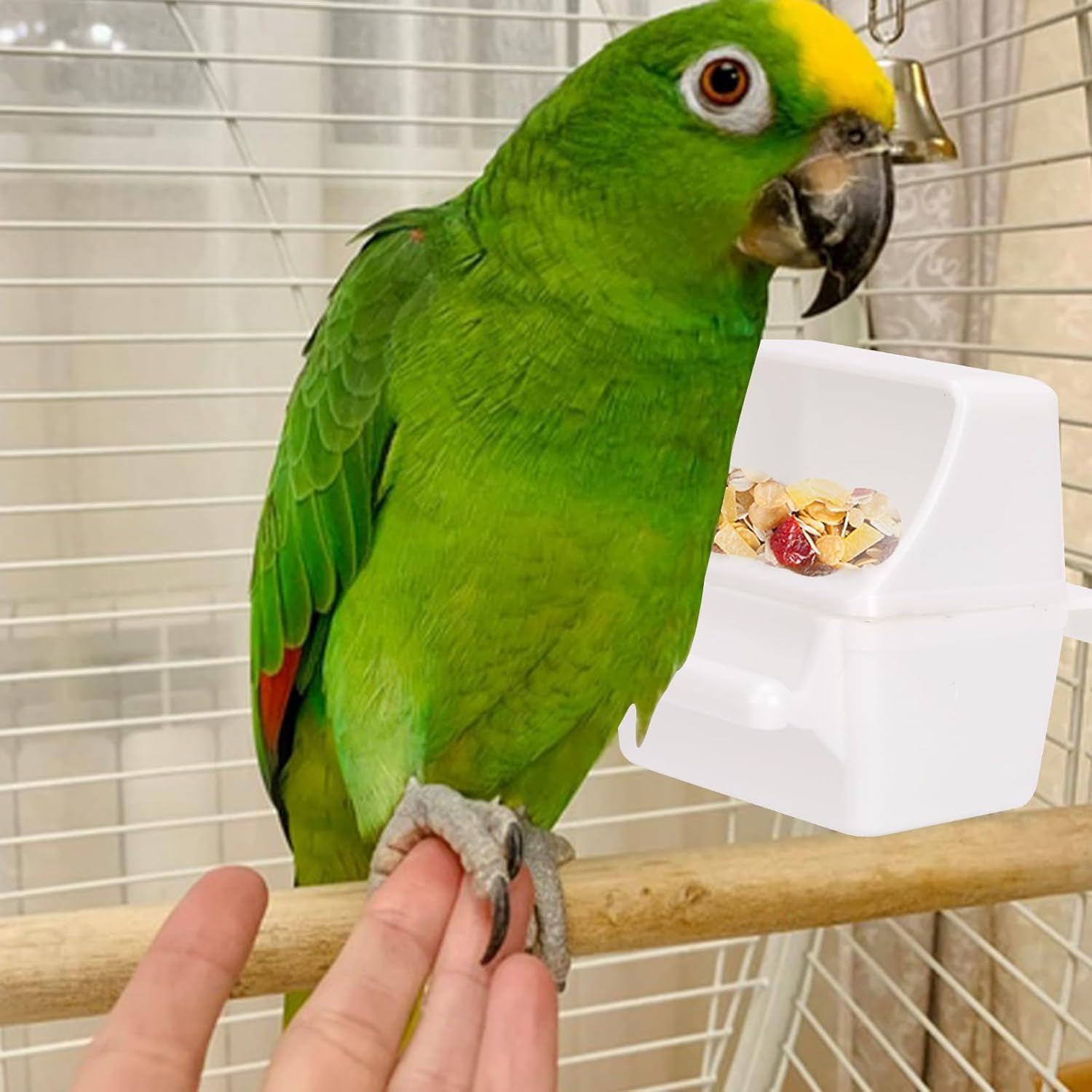 2 Pcs Small Bird Slot Feeder Bird Feeders for Cage No Mess Hanging Food Feeder Cup for Cage Plastic Food and Water Dispenser Bowl Cage Cups Slot Replacement Feeder Bowls image number 5