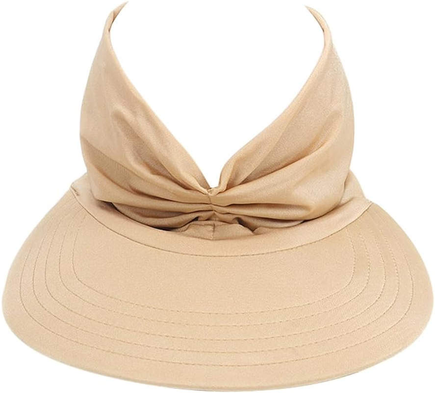 BIGTEDDY Camel Women'S Visor Hat Swimming Cap Beach Pony Tail Sun Wide Brim Summer Sport