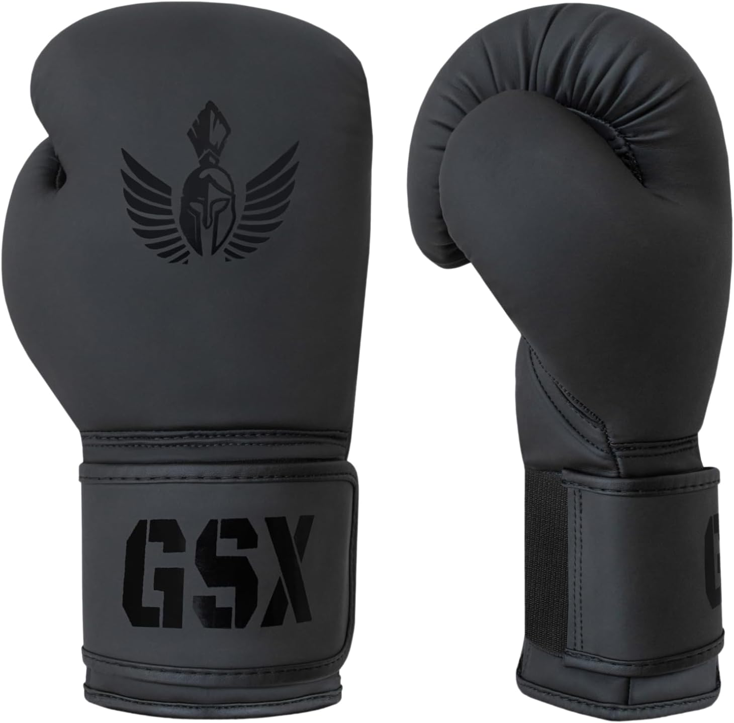 GXS Matt Black Boxing Gloves for Men & Women &ndash; Premium PU Leather Kickboxing, Muay Thai Gloves, Training & Competition, Perfect Fit and Feel, Reduces Impact Fatigue, Matt Black Boxing Gloves image number 5