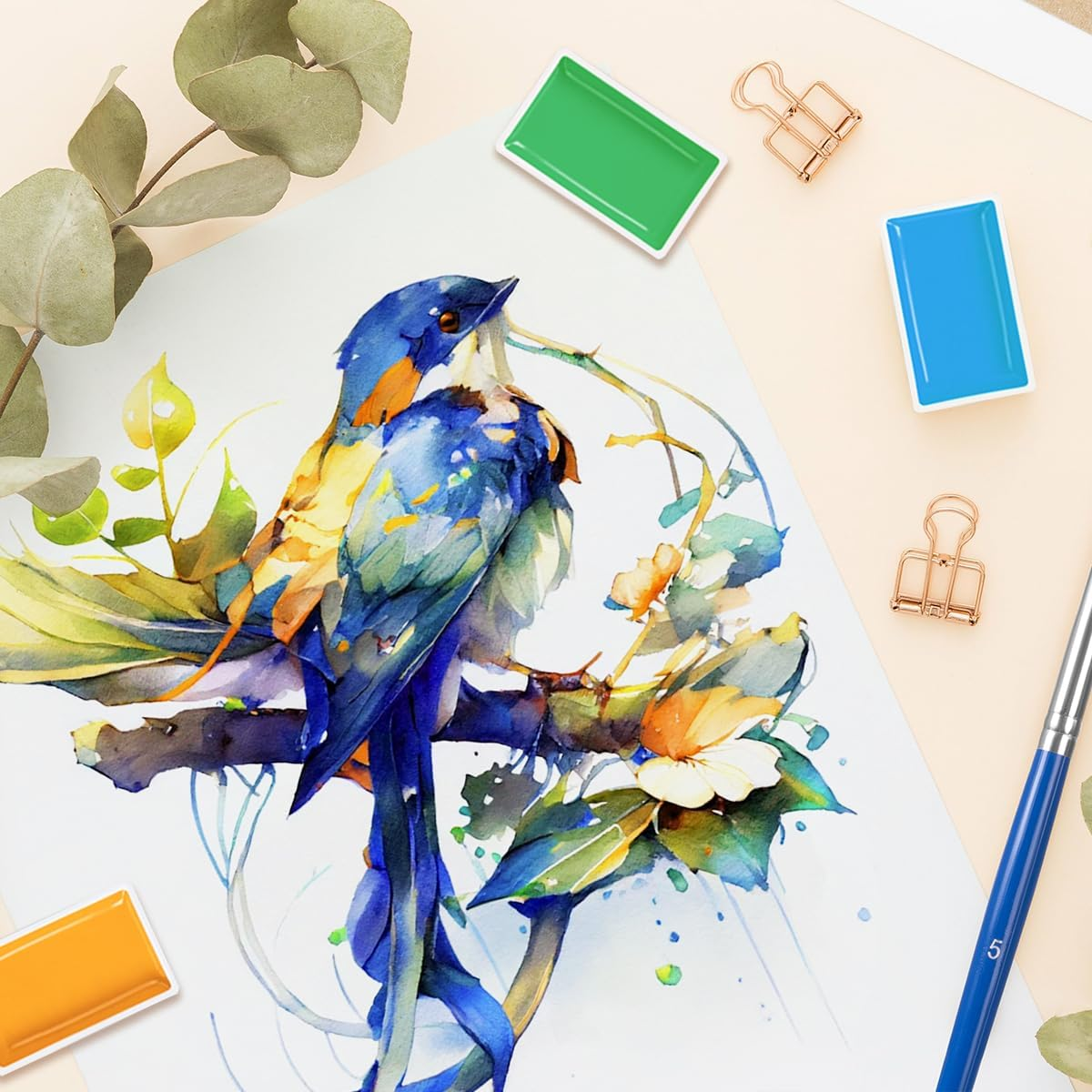 LIGHTWISH Watercolor Paint Set Full Pan, 24 Colors Solid Watercolor with 6 Brush Pens, Art Supplies for Beginners, Students and Artists image number 6