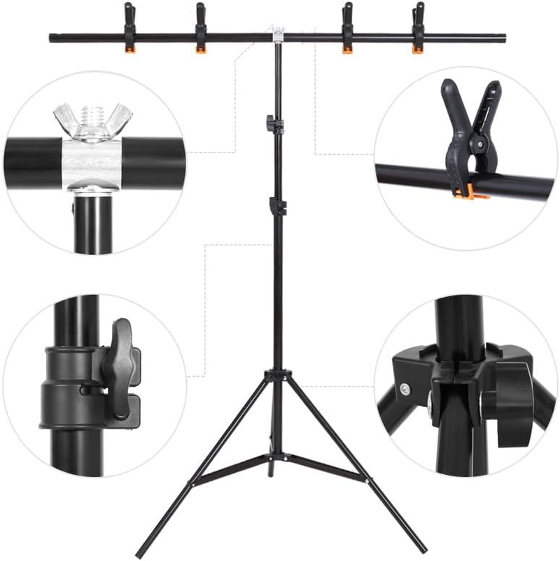 T-Shape Backdrop Stand with Green Screen Stand, 5X8.5Ft Portable Photo Backdrop Stand Adjustable Photography Backdrop,Outdoor Projector Screen for Photography,Parties,Decoration