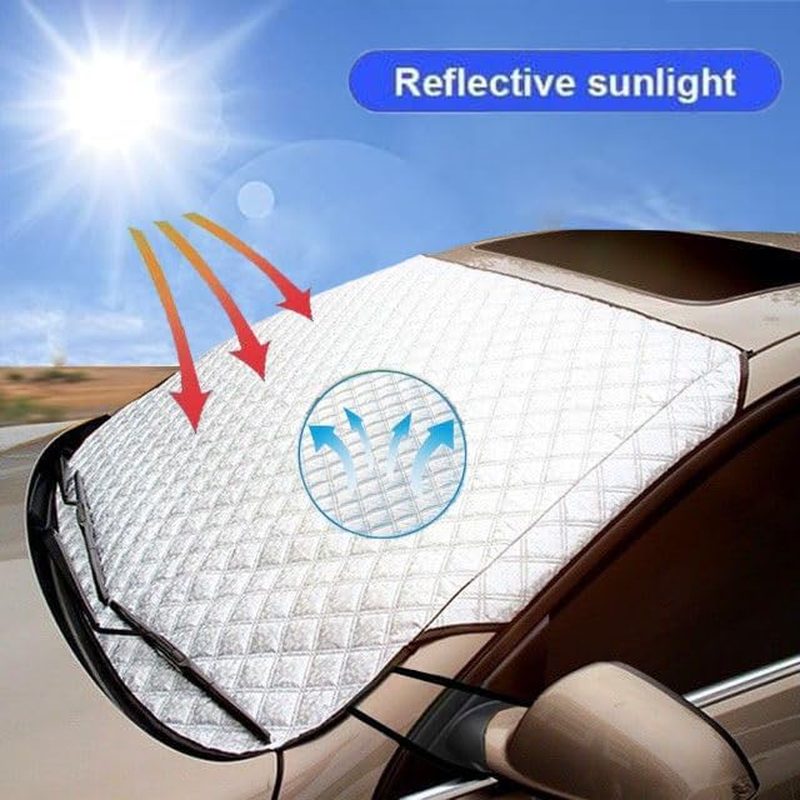 Windshield Snow Cover, Car Windshield Snow Ice Cover, 4 Layers Thick Windshield Protector from Sun, Fit for Standard Cars (72'' X 45.6 Inch) image number 2