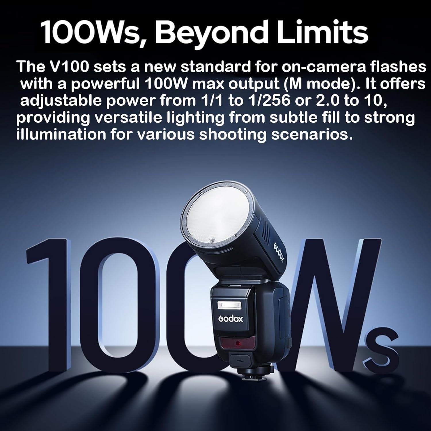 GODOX V100 N Camera Flash, V100N 100W Touchscreen Flashes, TTL HSS 1/8000S Speedlite, Compatible with Nikon Z6III Z8 Z5 Z50II Z50 Zfc Z6II Z30 Z6 Z50II Z7II Z8 Z9 and D3500 D850 D850 D7500 D5600 D750 image number 2