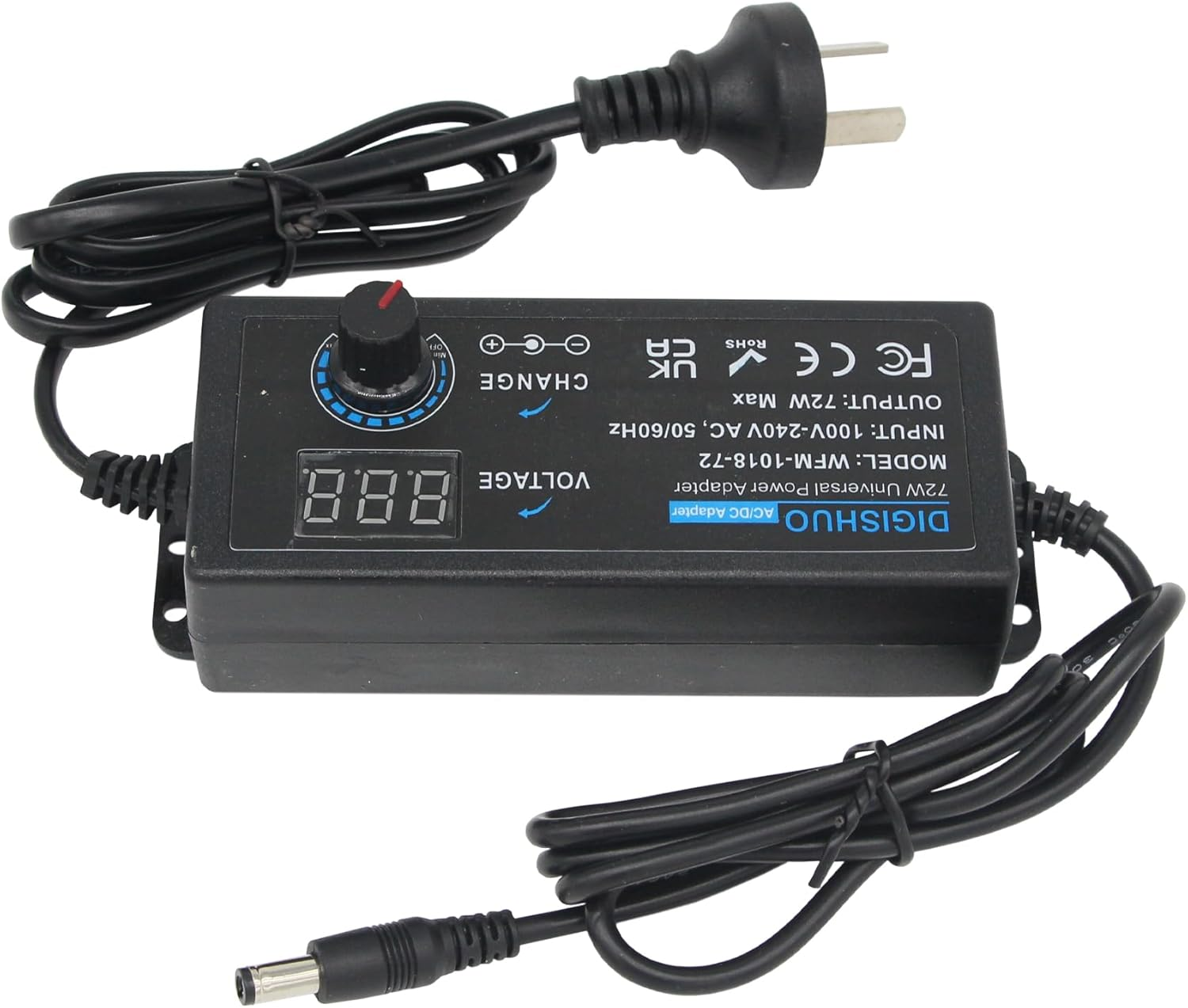 DIGISHUO 72W Power Supply Adjustable DC 3V~24V 3A Adapter |100V-240V AC to DC Converter W/LED Voltage Display and 8 Tips, for Household Electronics (DC 3~24V 72W) image number 6