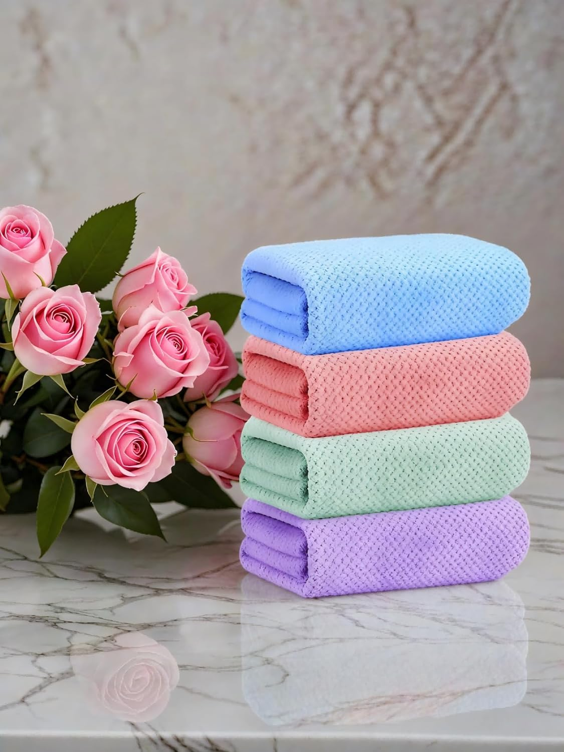 4PCS Microfiber Bath Towel Set | 27.5X55 Inches | Ultra-Soft & Absorbent | Quick-Dry Towels for Bathroom, Pool, Beach, Swim, Yoga | Everyday Use Large Towels image number 1