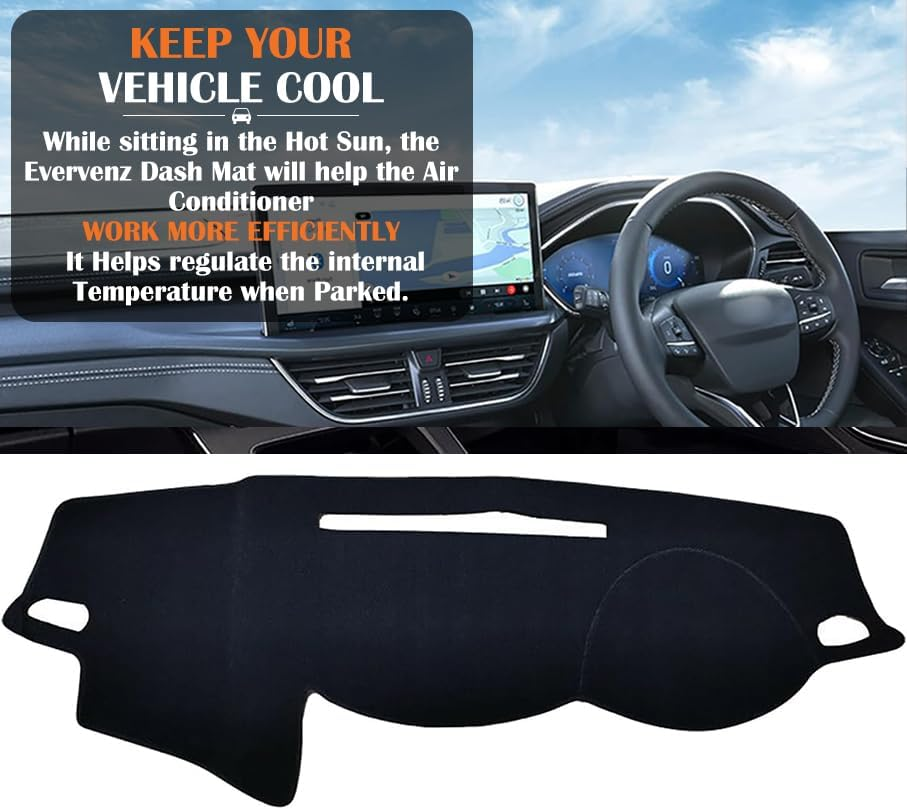 Evervenz Dash Mat for Mitsubishi Triton 2015 2016 2017 2018 2019 2020 2021 2022 2023 2024 2025 Flannel（Without HUD） Dash Cover Dashboard Cover Triton01