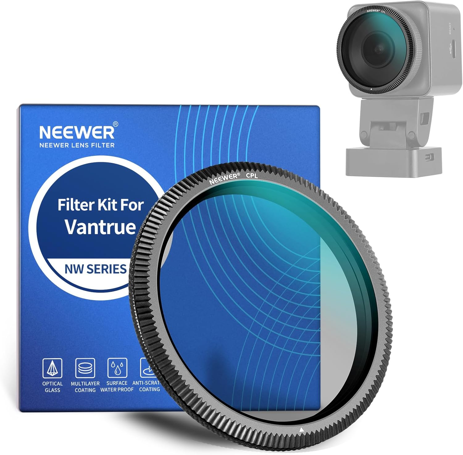 NEEWER 40Mm CPL Filter Compatible with Vantrue N4 Pro N5 E1 E2 E3 E1 Lite S1 Pro N2X Dash Cam, Ultra Slim Circular Polarizing Adjustable Filter, Reduce Glare/Reflection, Enhance Contrast image number 2