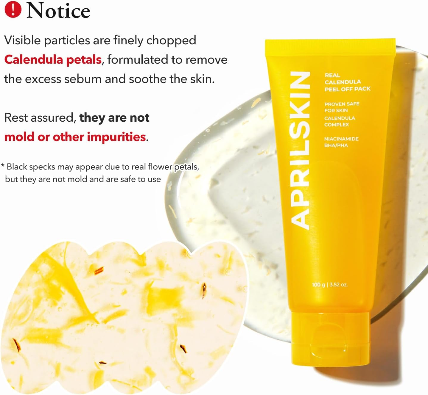 APRILSKIN Calendula Flower-Infused Facial Peel off Mask, 3.52 Fl. Oz, PHA, BHA & Niacinamide Gently Exfoliates, Removes Impurities, Improves Uneven Skin Tone, and Minimizes Pores, Korean Skincare image number 4