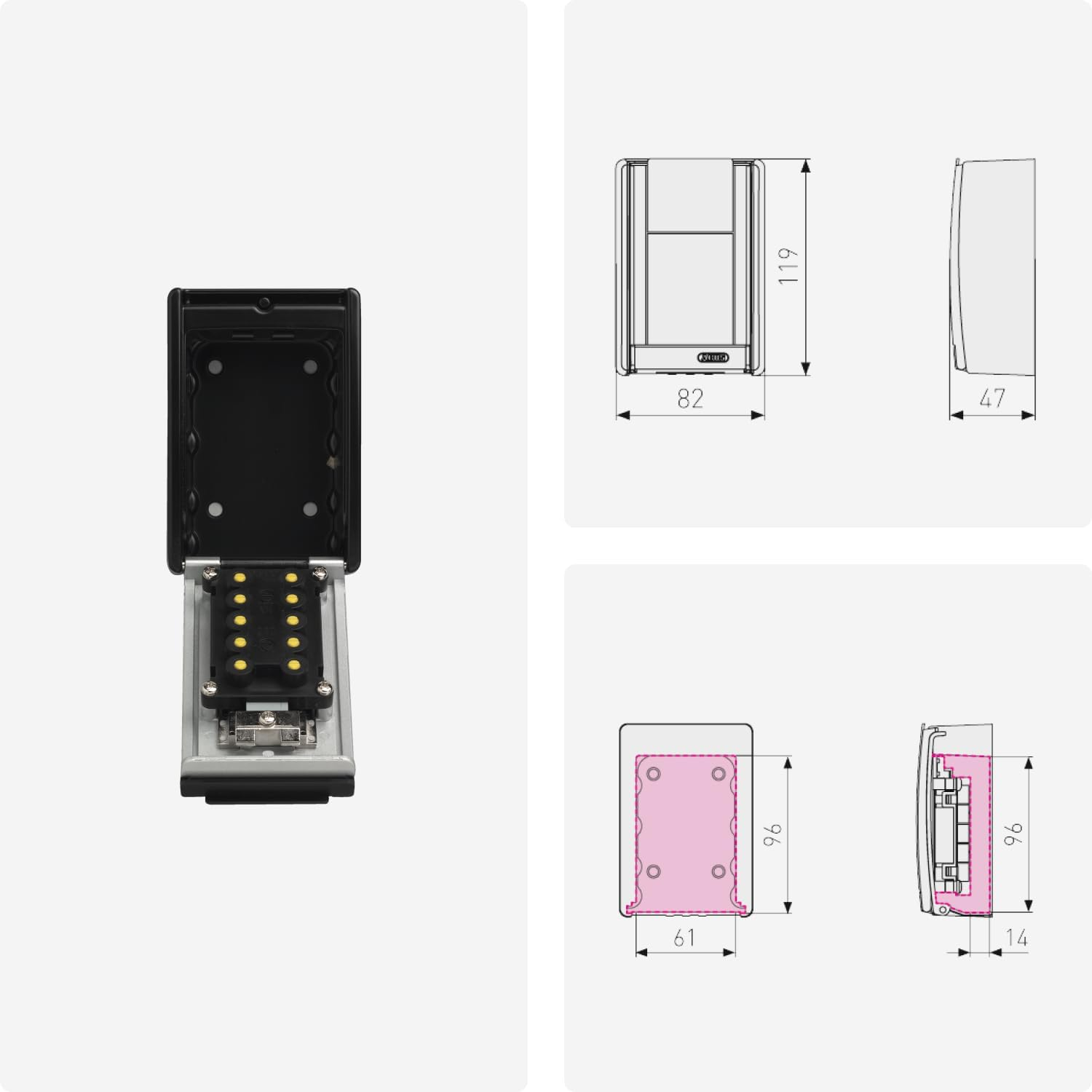 ABUS Keygarage 767 - Wall Mounted Key Box with Handle - with Key Code - for Keys or Small Valuables - Black/Silver image number 5