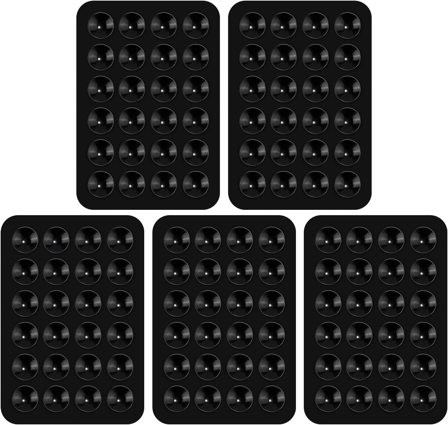 5Pcs Silicone Suction Cup Phone Holders, Multipurpose Phone Suction Mount for Car Phone Mini Suction Cup Mat Suction Phone Case Adhesive for Mobile Power, 24 Suction Cups, Black, 2.17 X 3.15In image number 2