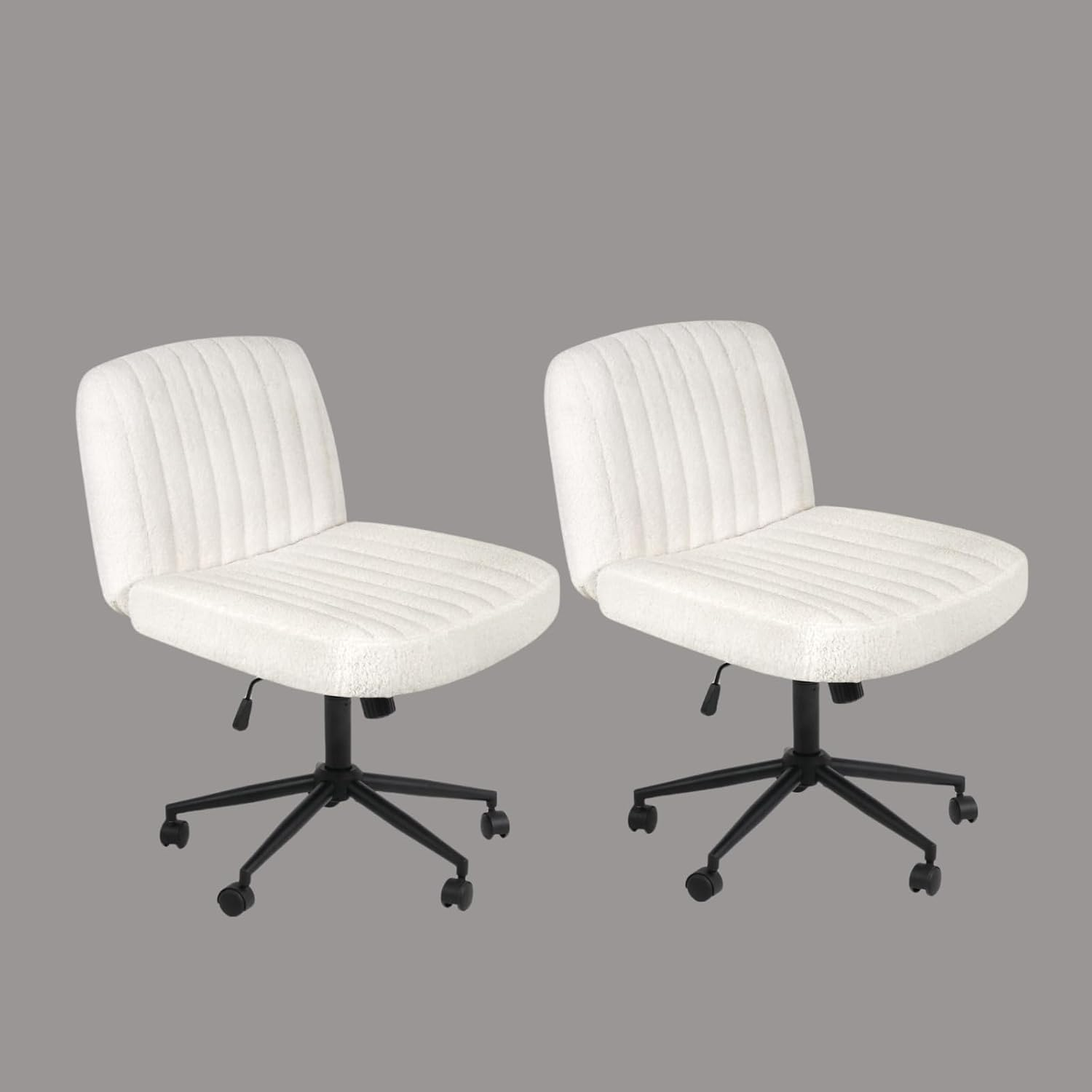 Set of 2 Criss Cross Legged Chair Armless Office Chair Desk Chair Vanity Chair for Home Office (2, Beige, 40-50Cm)