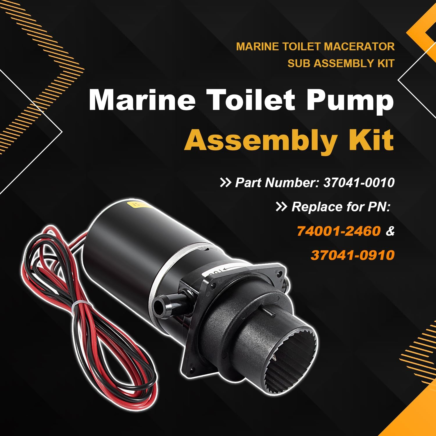 Replace for 37041-0010 Marine Toilet Macerator Sub Assembly Kit, Marine Toilet Replacement Motor Pump Set 12-Volt Fit for Models 37010-0000, 37010-1000, 37010-0090 and 37010-1090 image number 2