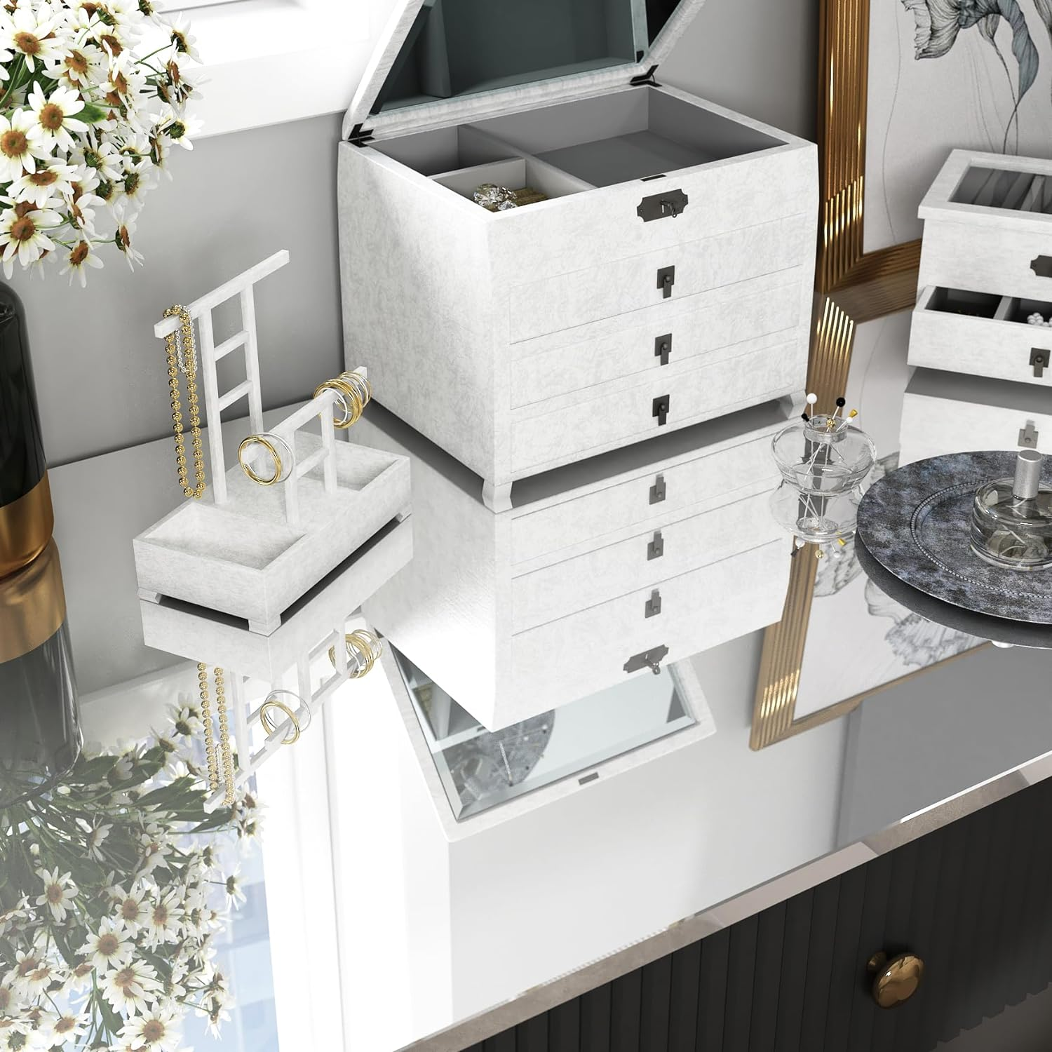 WESTICK Mirror Sticker for Walls Self Adhesive Mirror Contact Paper Peel and Stick Vinyl Mirror Wallpaper Stickers for DIY Home Decor Bedroom Door Cabinets Craft Countertops Dresser 15.75" X 80" image number 7